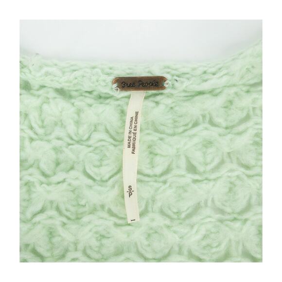 Free People Crashing Waves Sweater Small Mint Green Boho Chic Knit - Picture 9 of 14